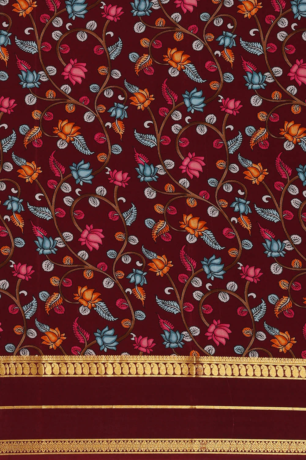 Image of Printed Binny Crepe Maroon Saree